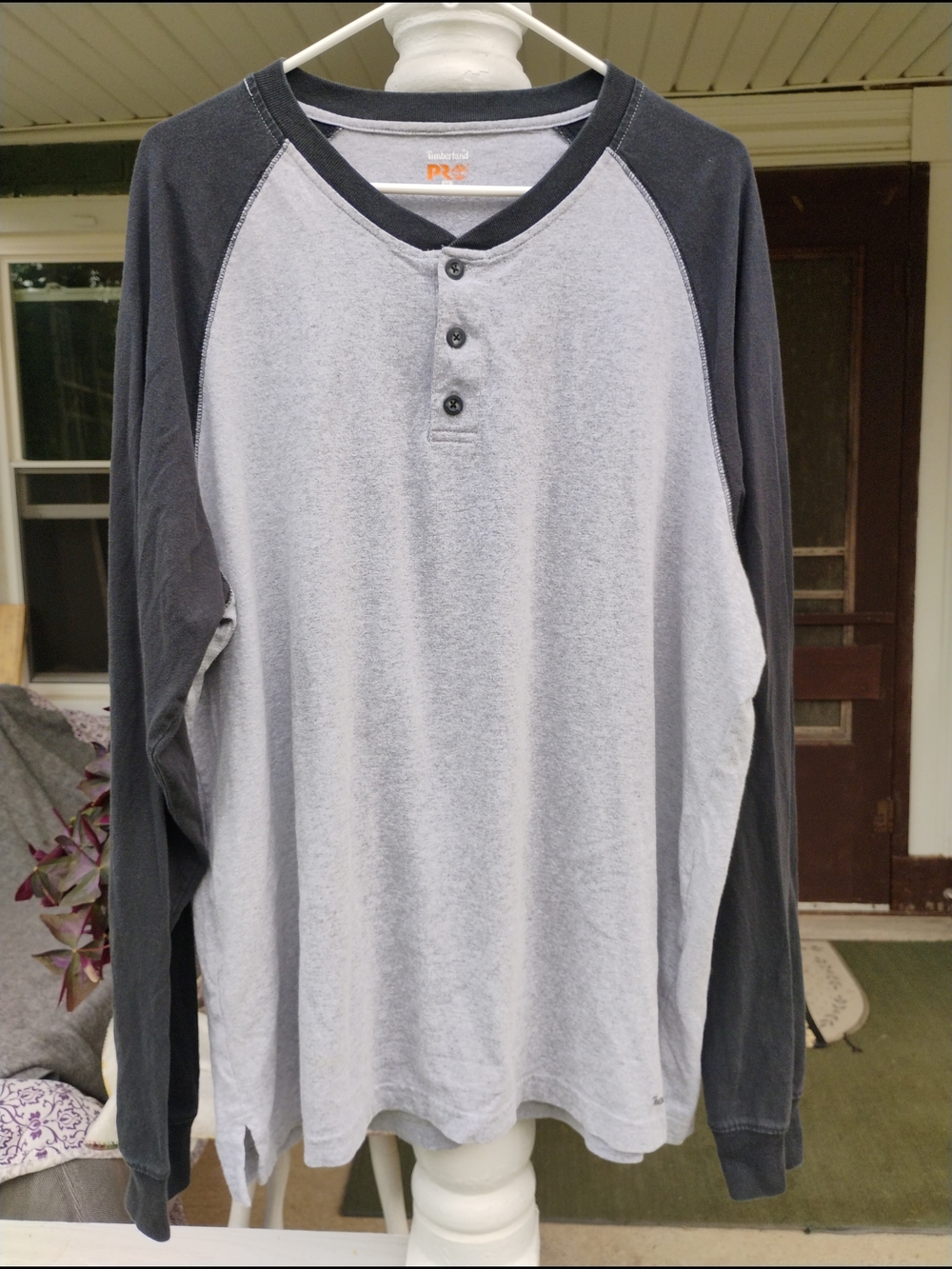 Timberland PRO Men's Two-Tone Gray and Charcoal Long Sleeve Henley